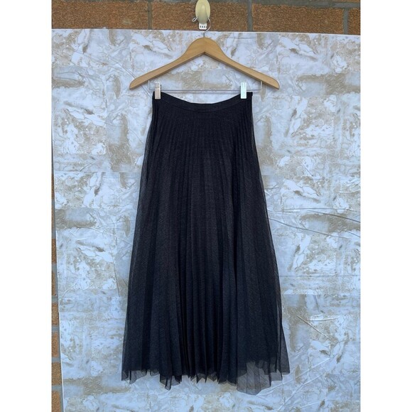Anine Bing Pleated Tulle Skirt size XS black metallic - Picture 2 of 10